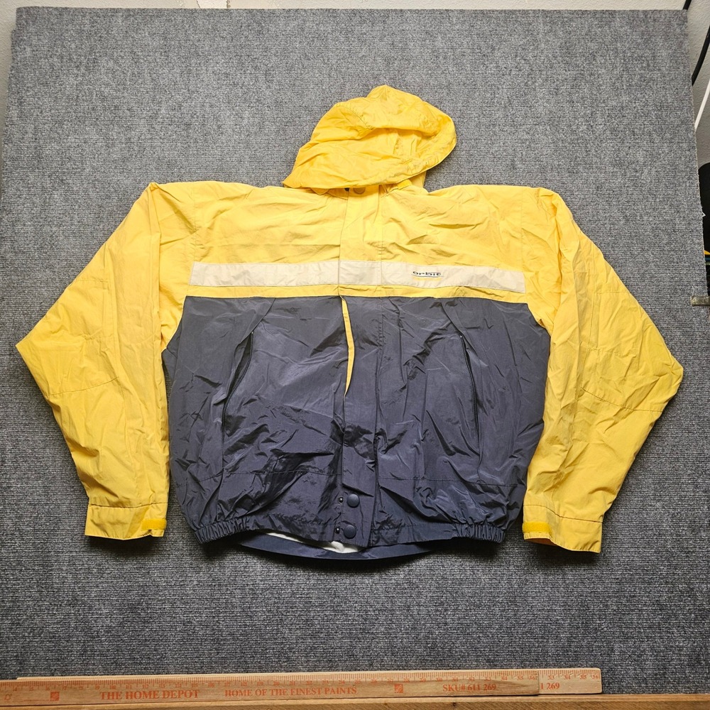 Beaume Orbit Competition Hooded Windbreaker Jacket Yellow Navy Blue Mens XL